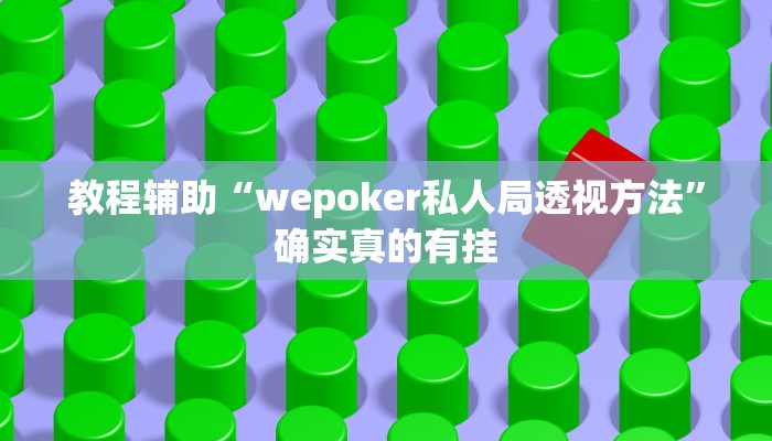 教程辅助“wepoker私人局透视方法”确实真的有挂