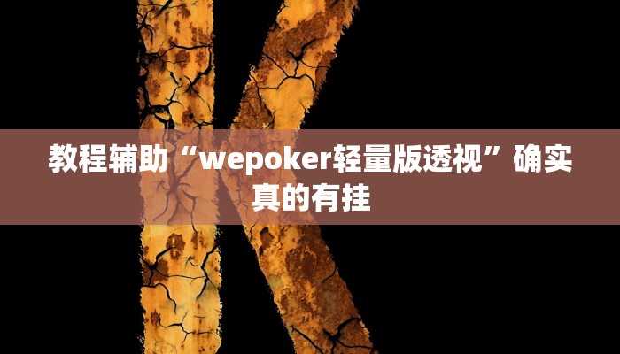 教程辅助“wepoker轻量版透视”确实真的有挂