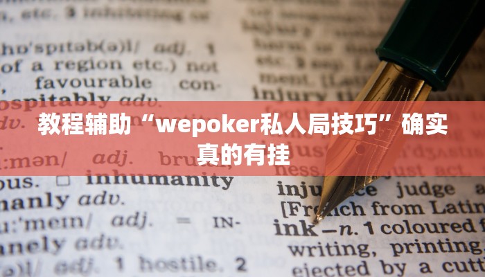 教程辅助“wepoker私人局技巧”确实真的有挂