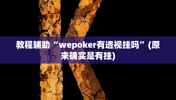 教程辅助“wepoker有透视挂吗”(原来确实是有挂)