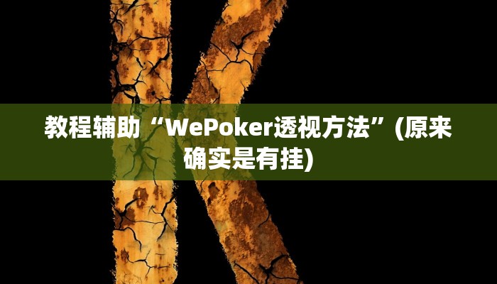 教程辅助“GGpoker透视挂真的假的”(原来确实是有挂)