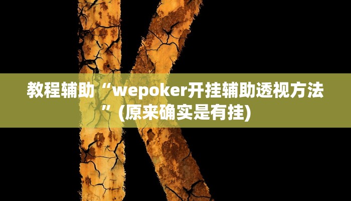 教程辅助“wepoker开挂辅助透视方法”(原来确实是有挂)
