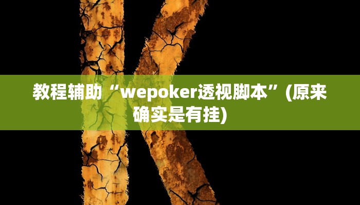 教程辅助“wepoker透视脚本”(原来确实是有挂)