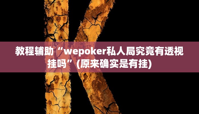 教程辅助“wepoker私人局究竟有透视挂吗”(原来确实是有挂)