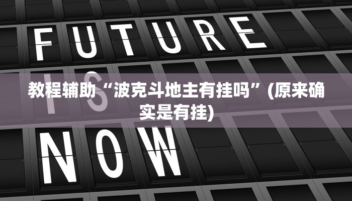 教程辅助“波克斗地主有挂吗”(原来确实是有挂)
