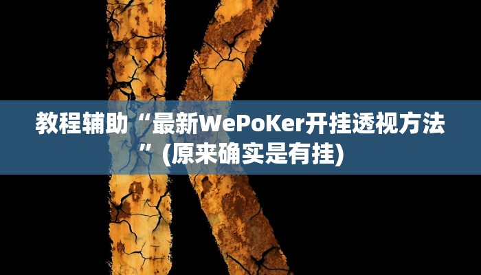 教程辅助“最新WePoKer开挂透视方法”(原来确实是有挂)