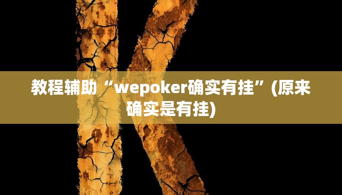 教程辅助“wepoker确实有挂”(原来确实是有挂)