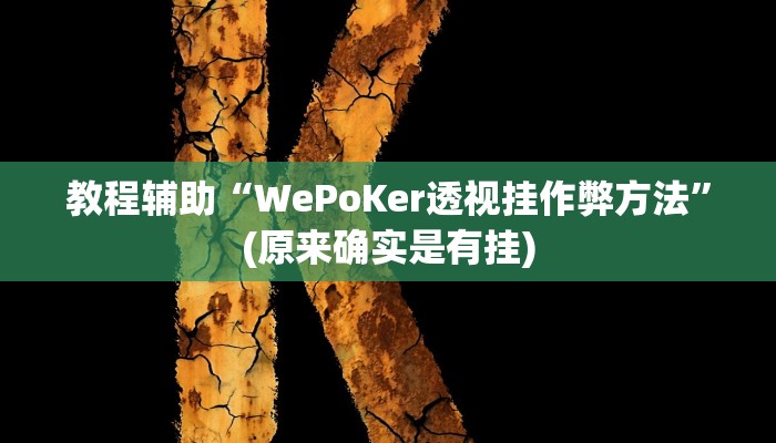 教程辅助“WePoKer透视挂作弊方法”(原来确实是有挂)