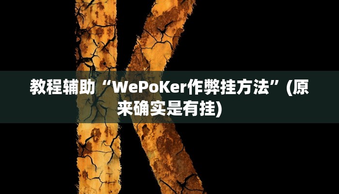 教程辅助“WePoKer作弊挂方法”(原来确实是有挂)