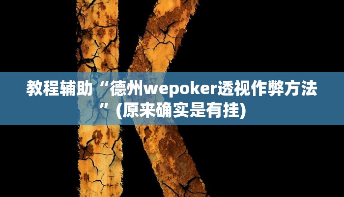 教程辅助“德州wepoker透视作弊方法”(原来确实是有挂)