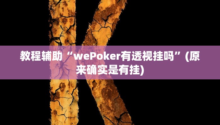 教程辅助“wePoker有透视挂吗”(原来确实是有挂)
