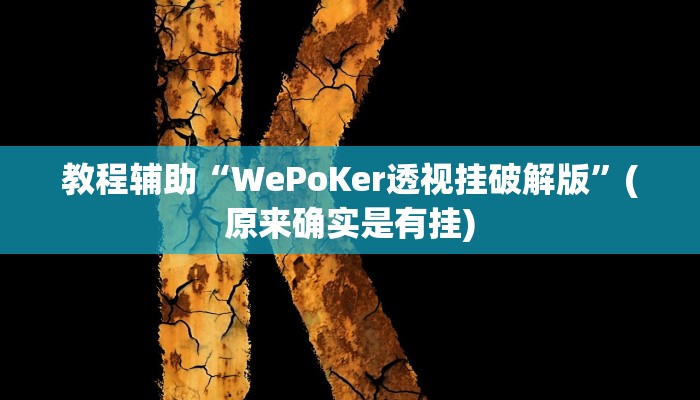 教程辅助“WePoKer透视挂破解版”(原来确实是有挂)
