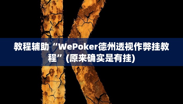 教程辅助“WePoker德州透视作弊挂教程”(原来确实是有挂)