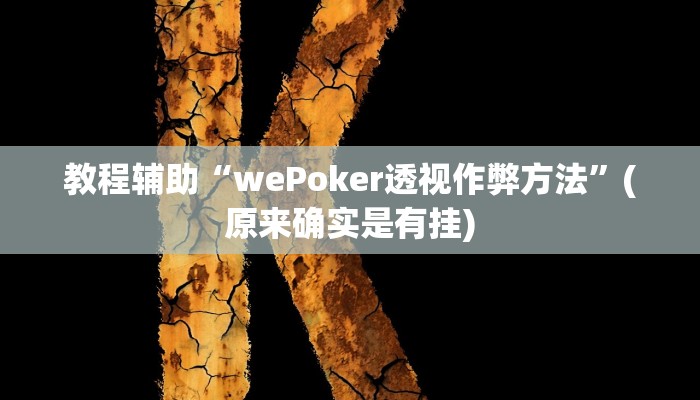 教程辅助“wePoker透视作弊方法”(原来确实是有挂)