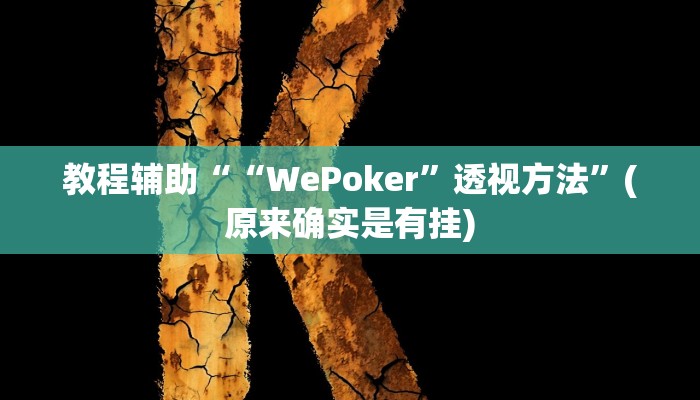 教程辅助““WePoker”透视方法”(原来确实是有挂)