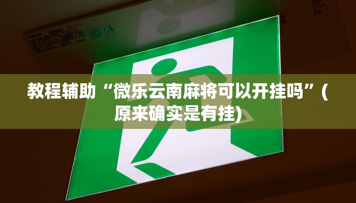 教程辅助“微乐云南麻将可以开挂吗”(原来确实是有挂)