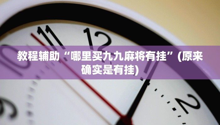 教程辅助“哪里买九九麻将有挂”(原来确实是有挂)