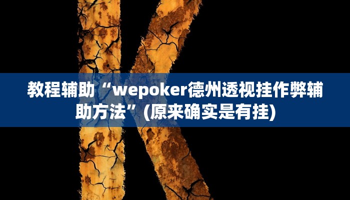 教程辅助“wepoker德州透视挂作弊辅助方法”(原来确实是有挂)