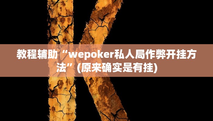 教程辅助“wepoker私人局作弊开挂方法”(原来确实是有挂)