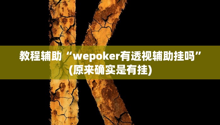教程辅助“wepoker有透视辅助挂吗”(原来确实是有挂)