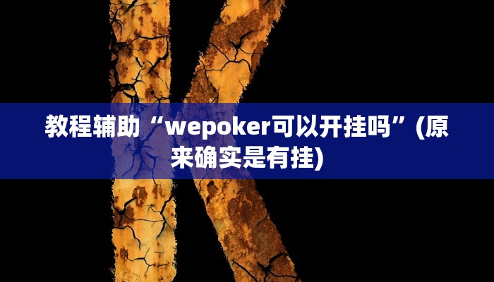 教程辅助“wepoker可以开挂吗”(原来确实是有挂)