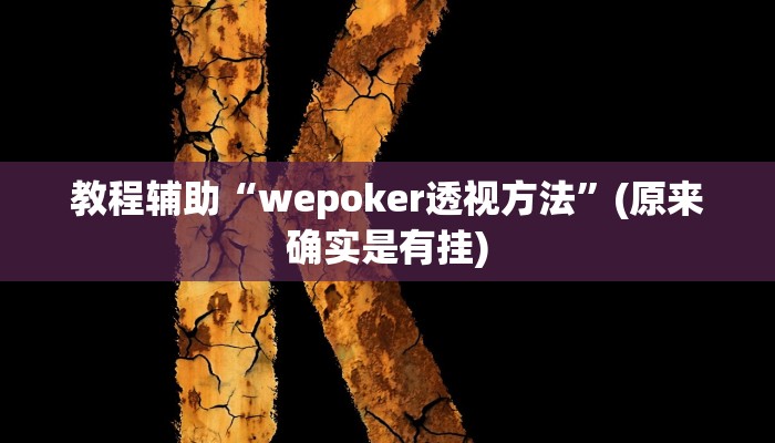 教程辅助“wepoker透视方法”(原来确实是有挂)