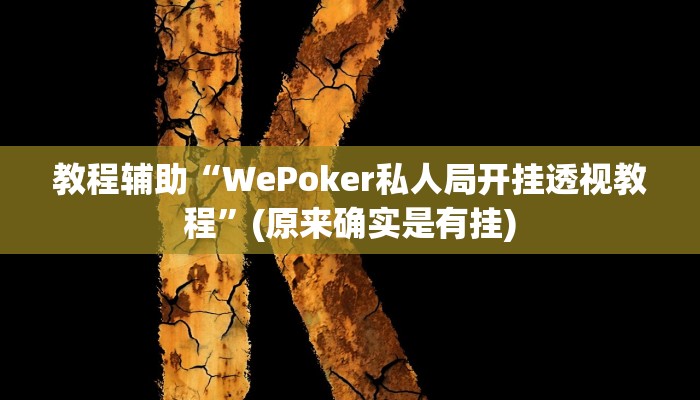 实测辅助”wepoker私人局透视挂作弊辅助方法”(详细开挂教程)