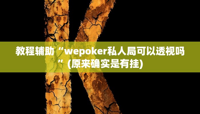 教程辅助“wepoker私人局可以透视吗”(原来确实是有挂)
