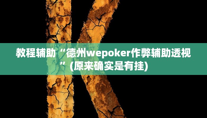 教程辅助“德州wepoker作弊辅助透视”(原来确实是有挂)