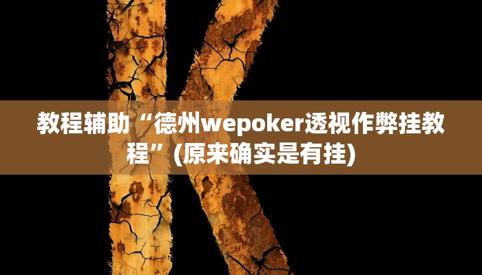 教程辅助“德州wepoker透视作弊挂教程”(原来确实是有挂)
