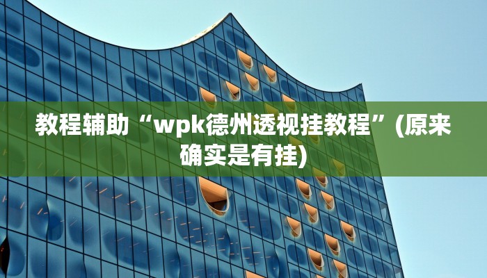 教程辅助“wpk德州透视挂教程”(原来确实是有挂)