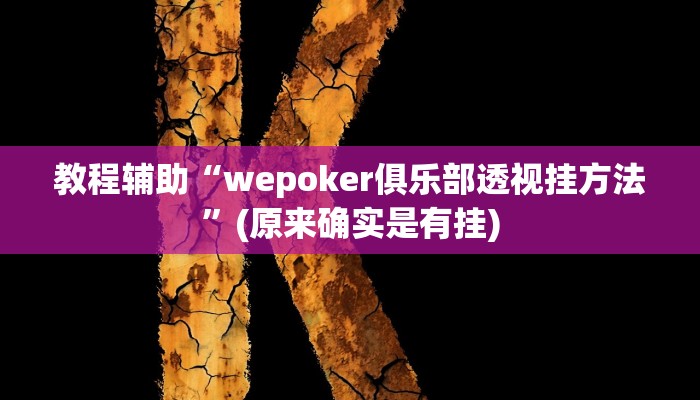 教程辅助“wepoker俱乐部透视挂方法”(原来确实是有挂)