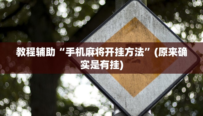 教程辅助“手机麻将开挂方法”(原来确实是有挂)