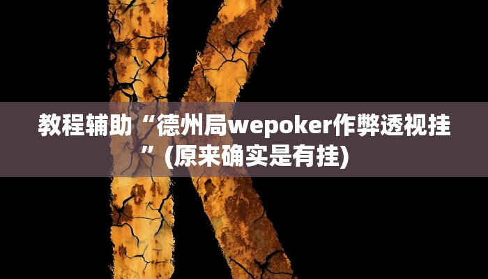 教程辅助“德州局wepoker作弊透视挂”(原来确实是有挂)