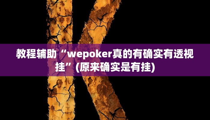 教程辅助“wepoker真的有确实有透视挂”(原来确实是有挂)