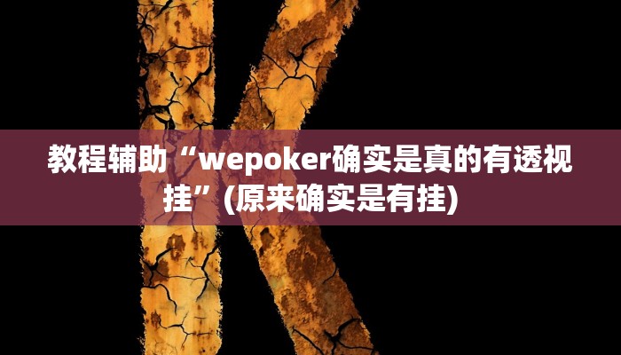 教程辅助“wepoker确实是真的有透视挂”(原来确实是有挂)