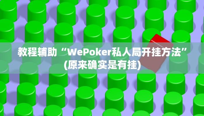 教程辅助“WePoker私人局开挂方法”(原来确实是有挂)