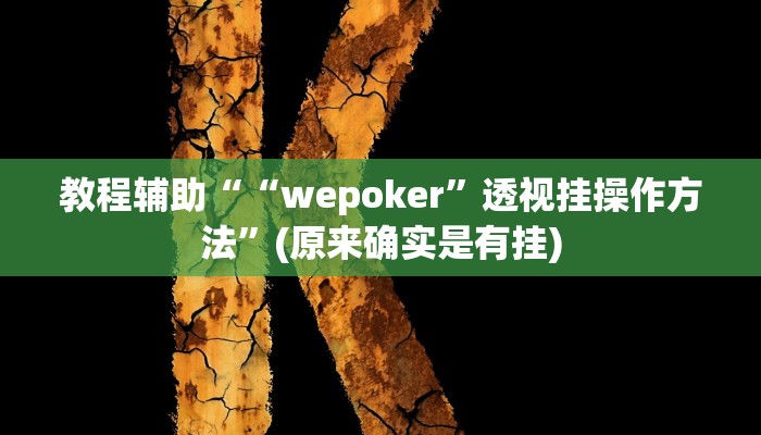 教程辅助““wepoker”透视挂操作方法”(原来确实是有挂)