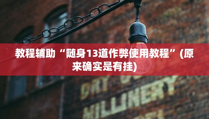 教程辅助“随身13道作弊使用教程”(原来确实是有挂)