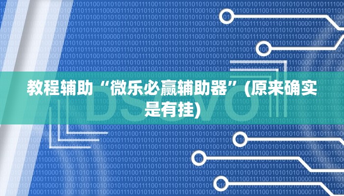 教程辅助“微乐必赢辅助器”(原来确实是有挂)