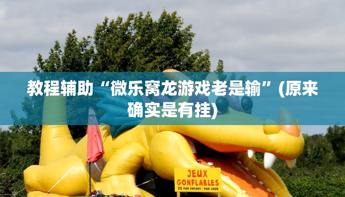 教程辅助“微乐窝龙游戏老是输”(原来确实是有挂)