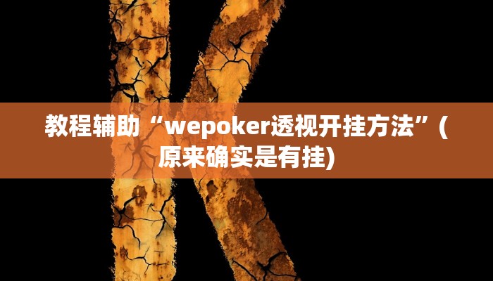 教程辅助“wepoker透视开挂方法”(原来确实是有挂)