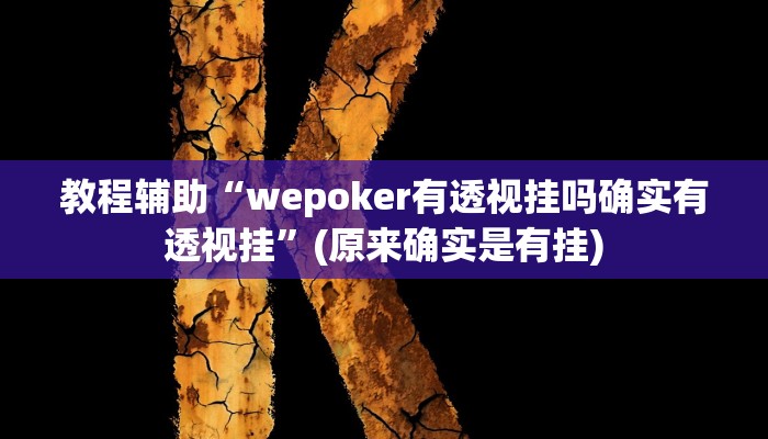 教程辅助“wepoker有透视挂吗确实有透视挂”(原来确实是有挂)