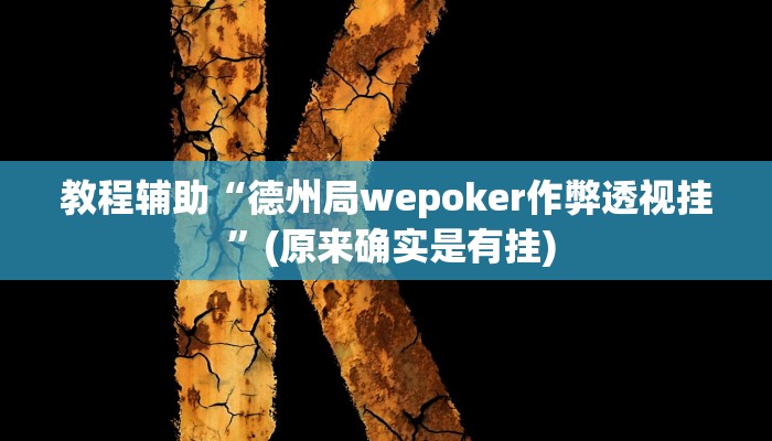 教程辅助“德州局wepoker作弊透视挂 ”(原来确实是有挂)