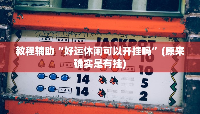 教程辅助“好运休闲可以开挂吗”(原来确实是有挂)