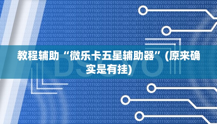 教程辅助“微乐卡五星辅助器”(原来确实是有挂)