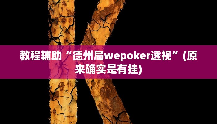 教程辅助“德州局wepoker透视”(原来确实是有挂)