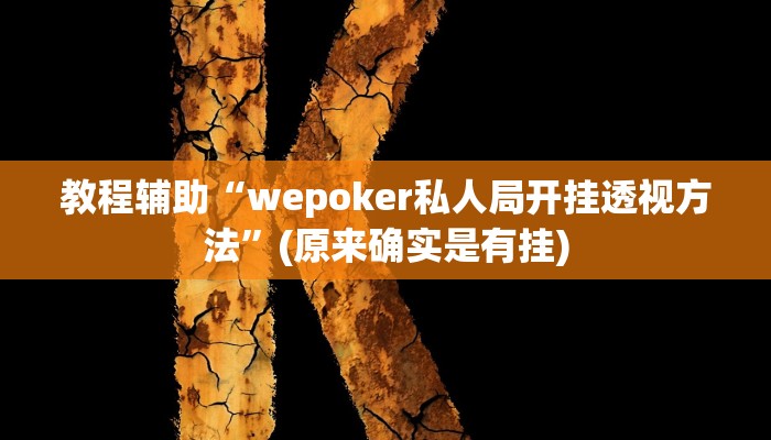 教程辅助“wepoker私人局开挂透视方法”(原来确实是有挂)