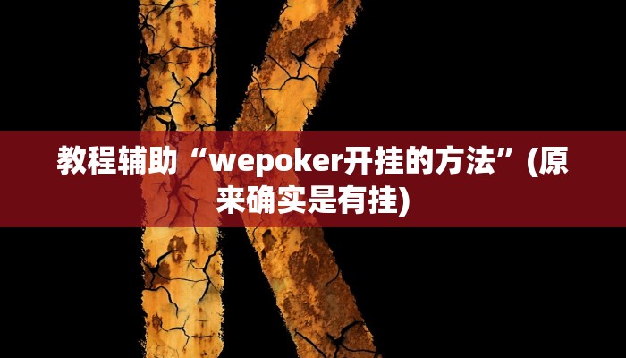 教程辅助“wepoker开挂的方法”(原来确实是有挂)