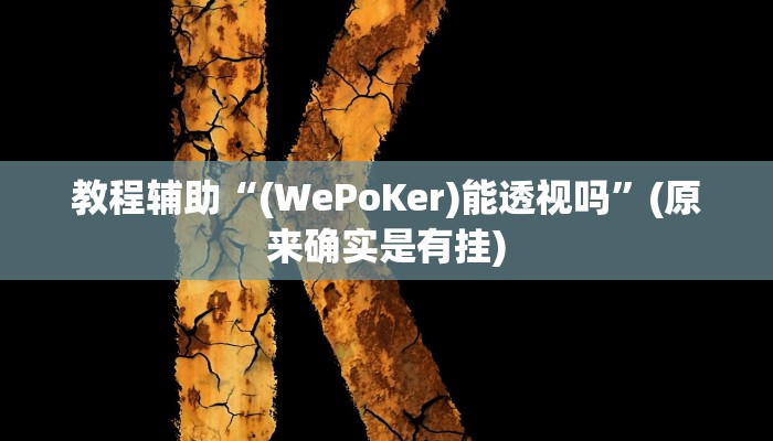 教程辅助“(WePoKer)能透视吗”(原来确实是有挂)